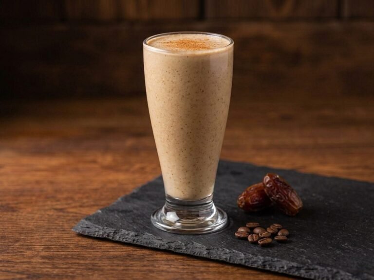 Ketaco house blend, a thick date, banana, cinnamon and coffee shake