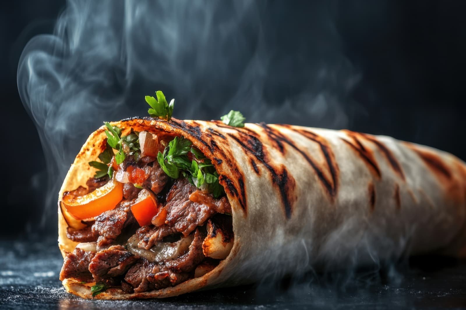 French taco Ketaco doblado y sellado a la plancha, listo para cortar