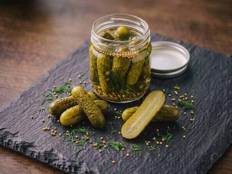 Ketaco house-pickled gherkins in a jar with dill and mustard seed